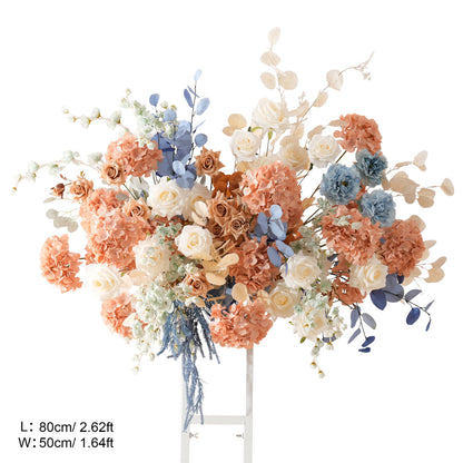 A9048 Luxury Coffee Blue Hang Flower Road Lead Floral Wedding Scene Event Decor