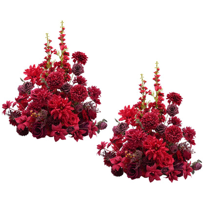 A8966 2pcs Burgundy Red Table Centerpieces Aisle Flower Wedding Banquet Supplies