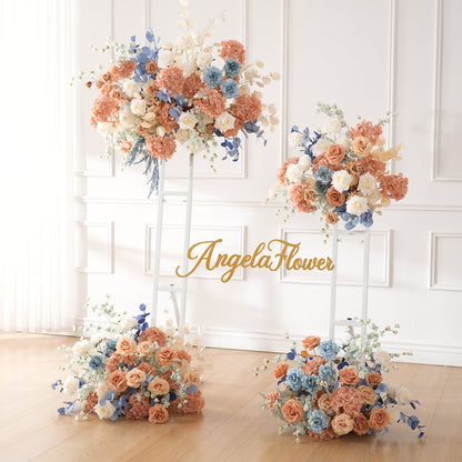 A9048 Luxury Coffee Blue Hang Flower Road Lead Floral Wedding Scene Event Decor