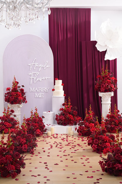 A8966 2pcs Burgundy Red Table Centerpieces Aisle Flower Wedding Banquet Supplies