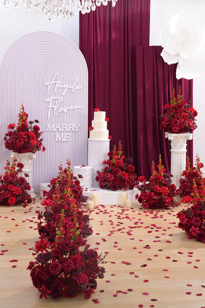 A8966 2pcs Burgundy Red Table Centerpieces Aisle Flower Wedding Banquet Supplies