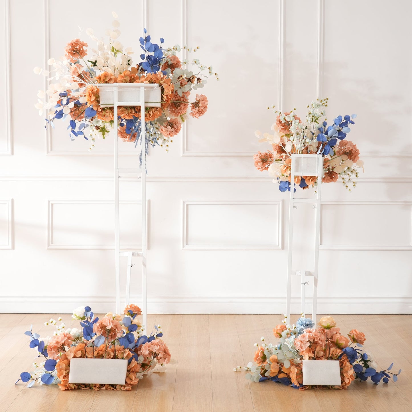 A9048 Luxury Coffee Blue Hang Flower Road Lead Floral Wedding Scene Event Decor