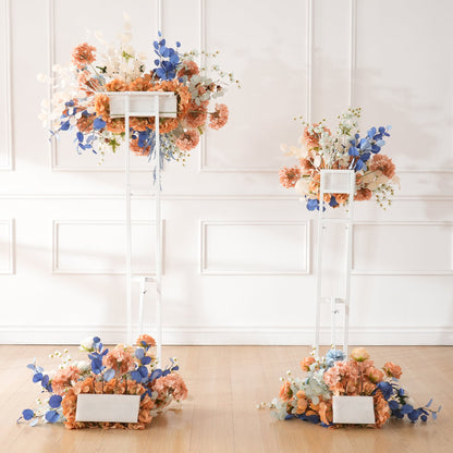 A9048 Luxury Coffee Blue Hang Flower Road Lead Floral Wedding Scene Event Decor
